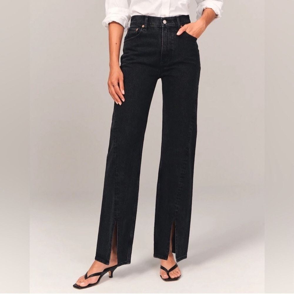 Abercrombie & Fitch Black The 90s Relaxed Jean Front Slit SIZE 10